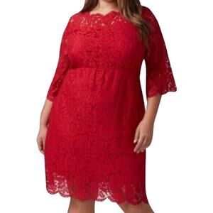 Lane Bryant Womens Dress‎ Size 14 Red Lace Scalloped Edge Date Night Sexy NEW
